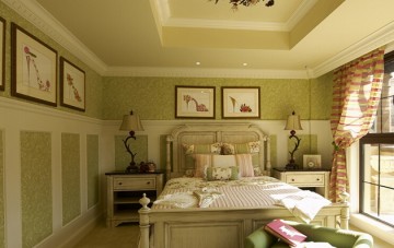 現(xiàn)代美式田園風(fēng)格240平米別墅臥室背景墻裝修效果圖