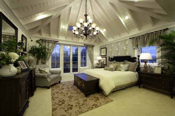 歐式雅致田園風(fēng)格240平米別墅臥室背景墻裝修效果圖