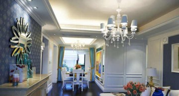 樸實精致地中海風(fēng)格130平米三居室餐廳吊頂裝修效果圖