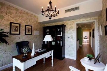 寧?kù)o舒適田園風(fēng)格240平米別墅書(shū)房吊頂裝修效果圖