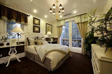 歐式雅致田園風(fēng)格240平米別墅臥室吊頂裝修效果圖