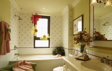 現(xiàn)代美式田園風(fēng)格240平米別墅衛(wèi)生間浴室柜裝修效果圖