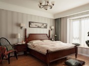 恬淡雅致美式120平米三居室臥室背景墻裝修效果圖